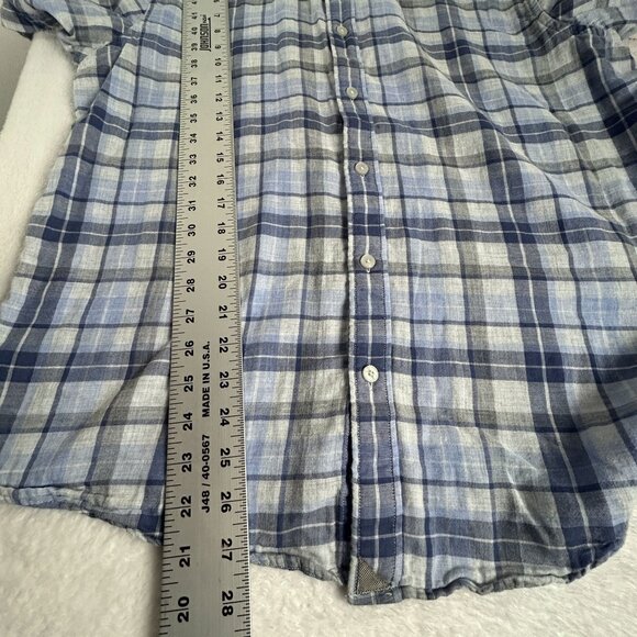 Untuckit Mens Plaid Short Sleeve Button-Down Cotton Benjamin Shirt Large Blue - Picture 8 of 8